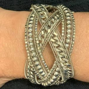 Silver Tone Bangle Bracelet 7"